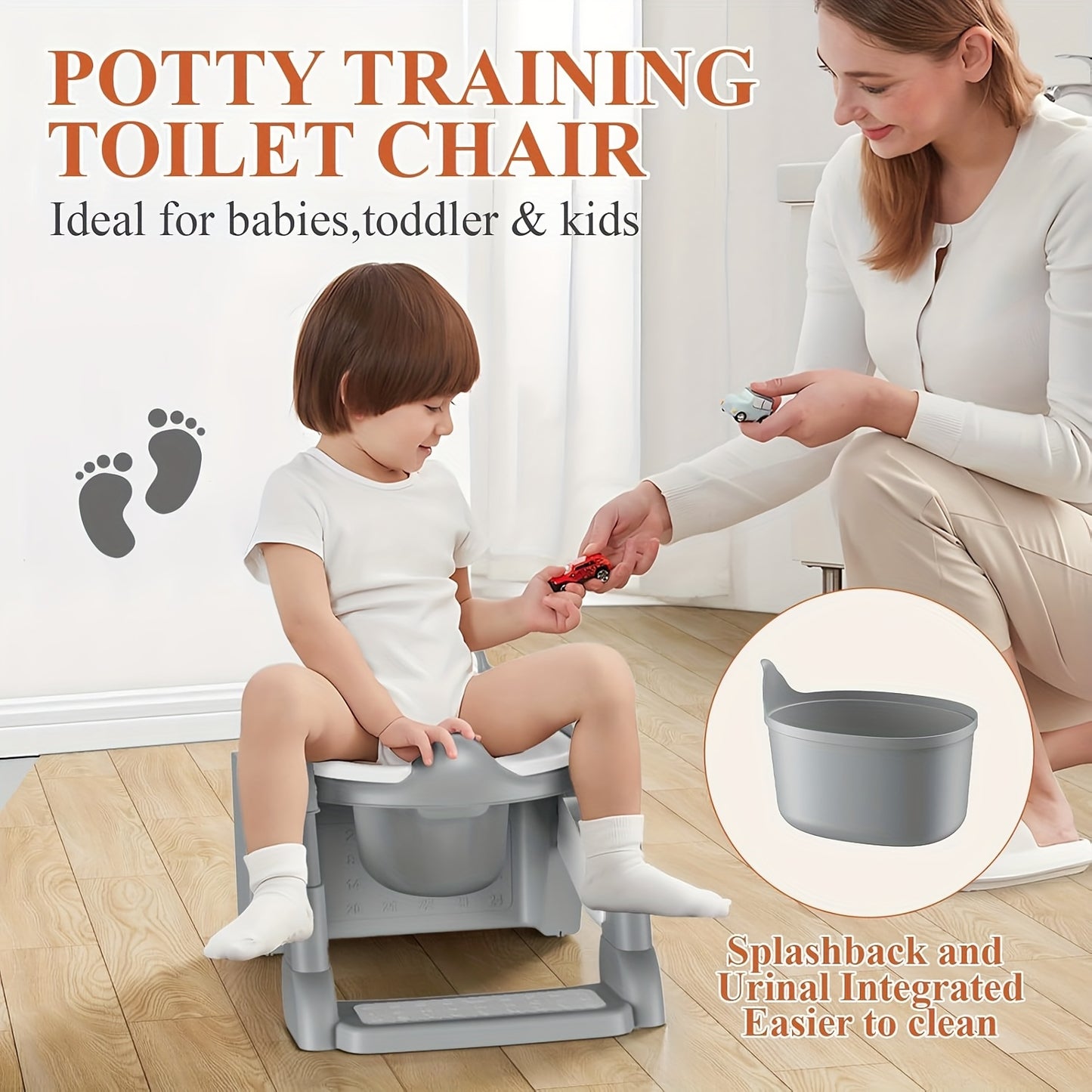 Potty Training Seat with Step Stool Ladder, Potty Training Toilet for Kids Boys Girls Toddlers - Comfortable Safe Potty Seat with Anti-Slip Pads Ladder Grey Green And Violet