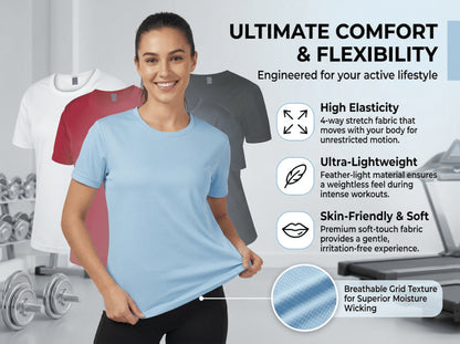 Women'S 6-Pack Performance T-Shirts - Breathable, Moisture-Wicking, and Skin-Friendly for, Outdoor, and Everyday Comfort