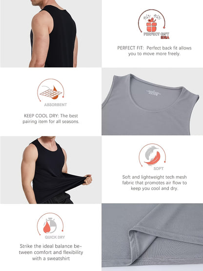6pcs Men'S Quick Dry Workout Tank Tops Breathable Gym Sleeveless Muscle Shirts For Active Men
