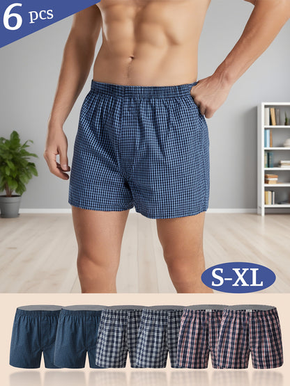 Men'S Plaid Boxer Shorts Made from, Available in a Pc of Six Underwear Boxer Shorts