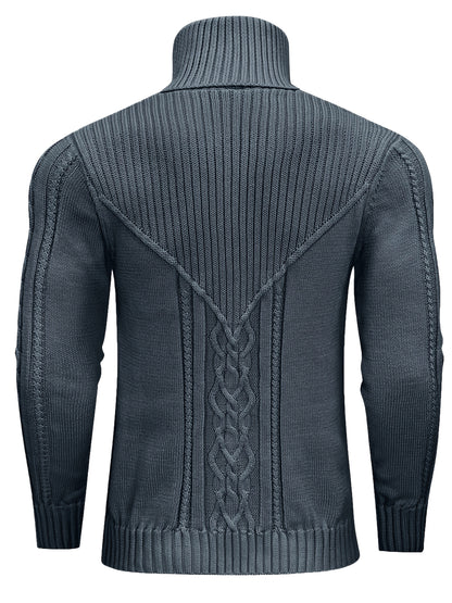 Men's Mature Casual Vintage Twisted Turtleneck Knit Pullover