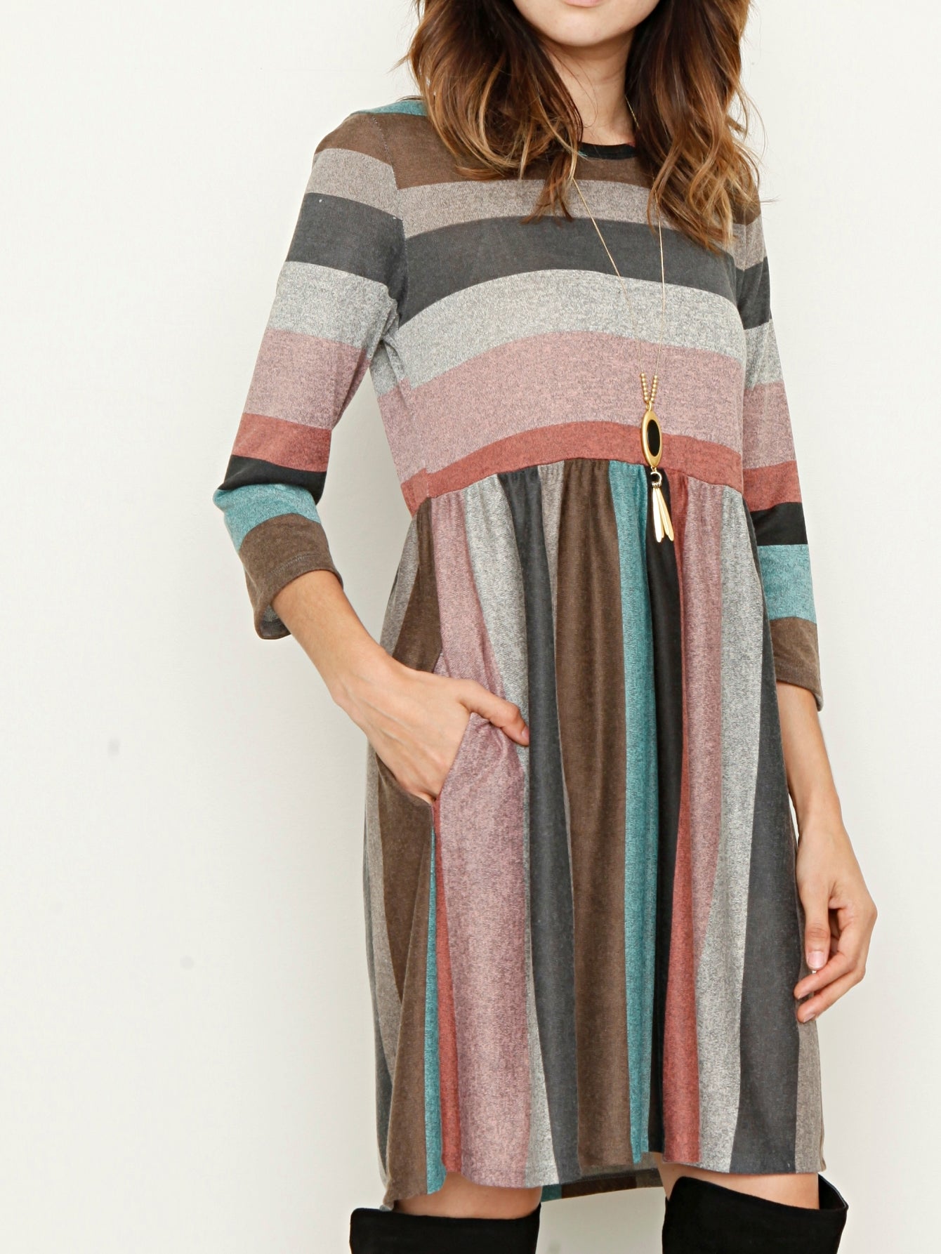 Light Grey Polyester Ruffle Tiered Dress - product view 49