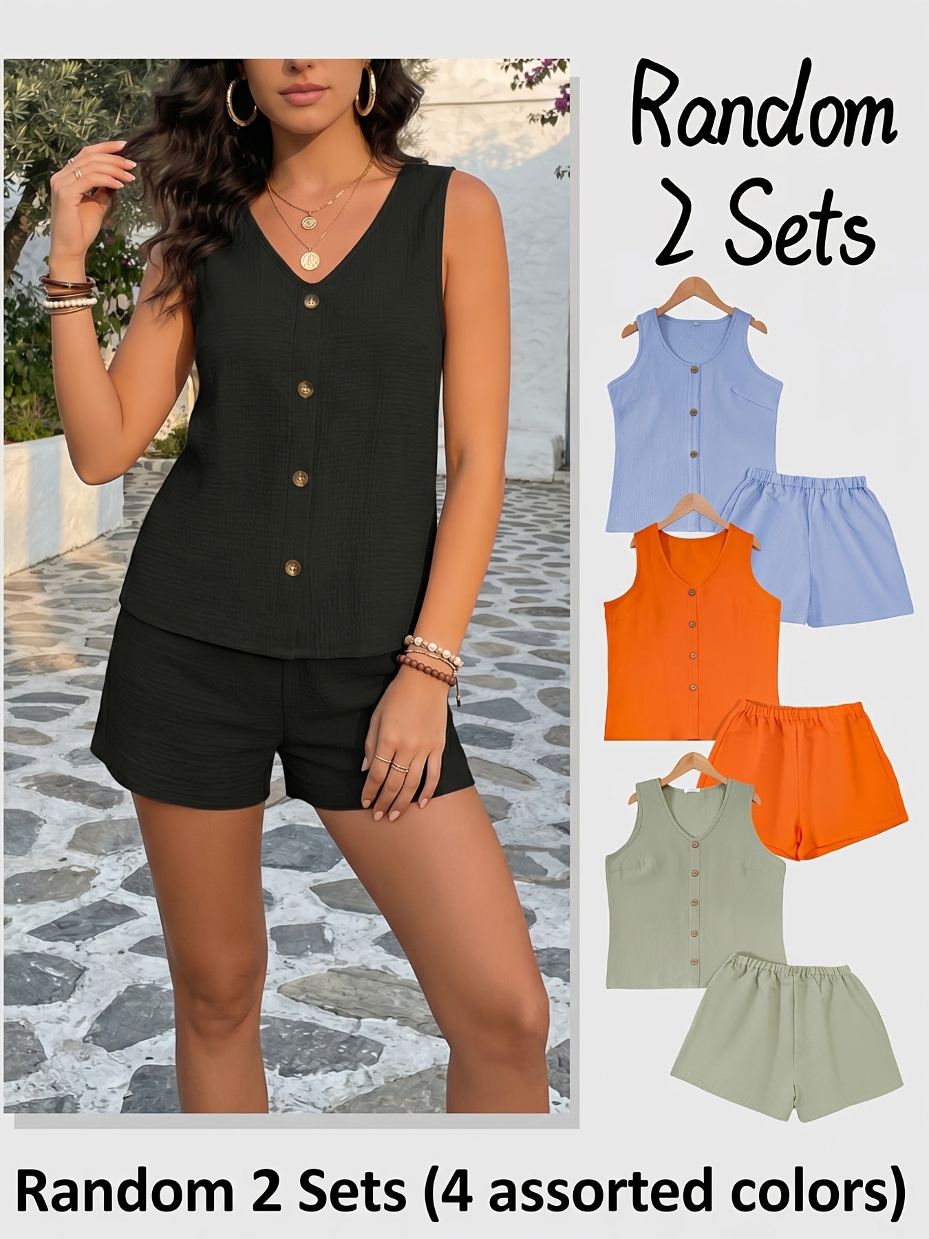 Mixed colors V-Neck Shorts - product view 10
