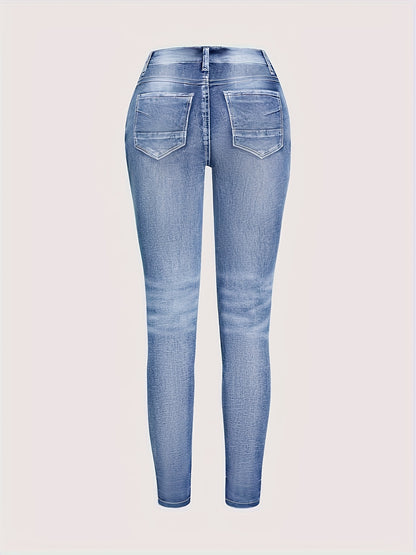Women's Bright Steel Blue Denim High-Waist Slim-Fit Jeans - product view 12
