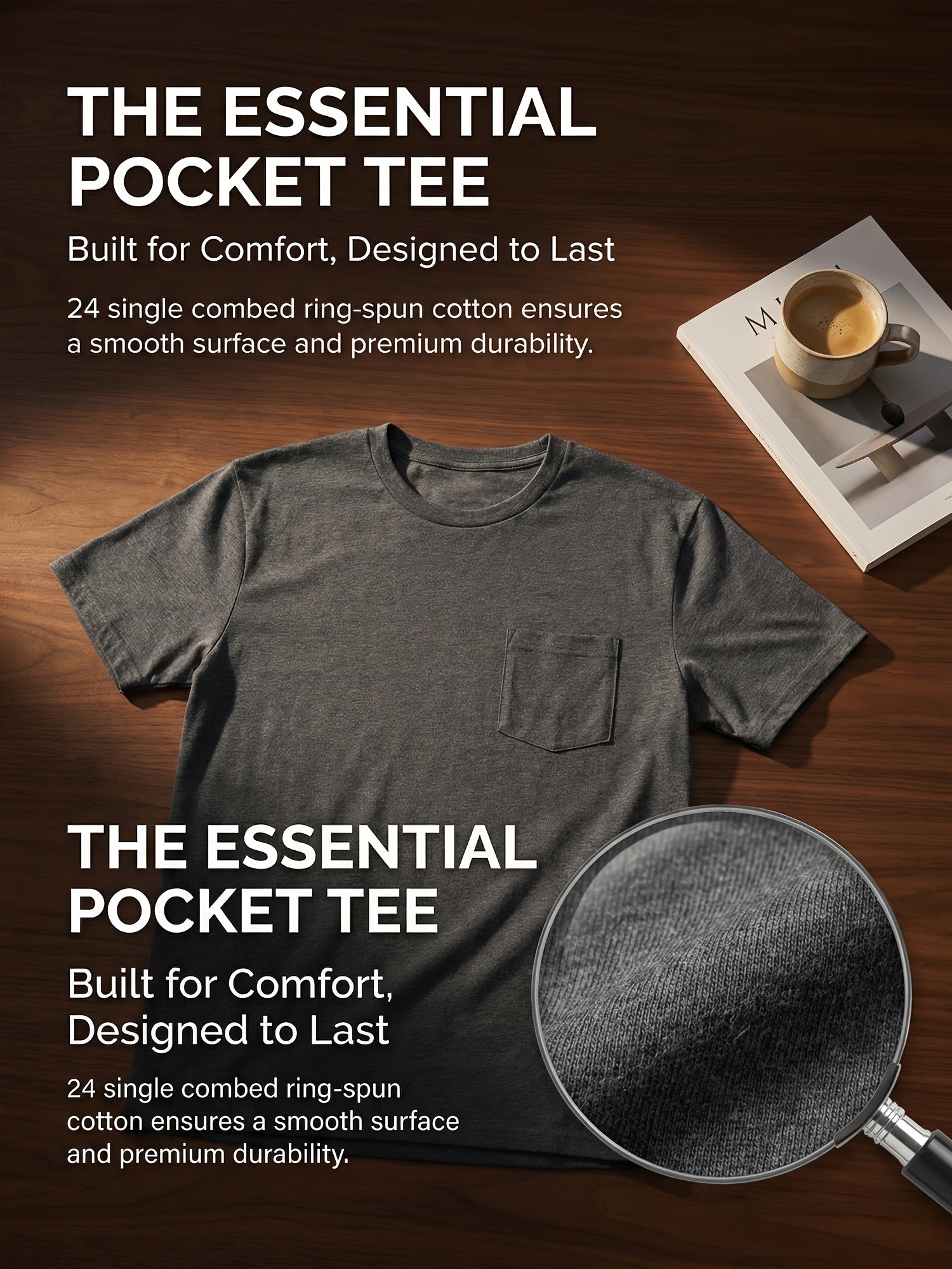 5pcs Men Unisex 100 Cotton Pocket T Shirts Short Sleeve Crew Neck Loose Fit Solid - product view 7