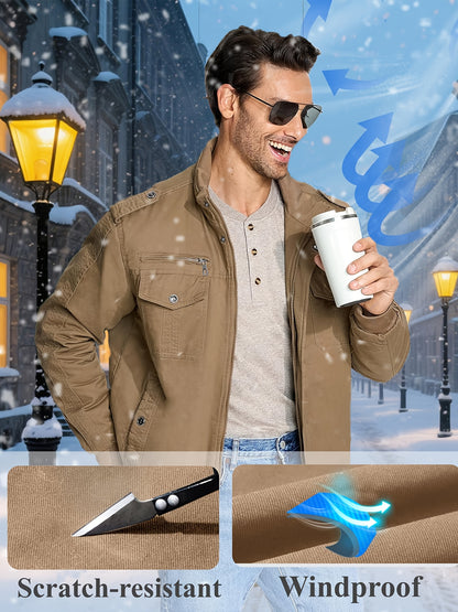 Men's Black Cotton Cargo Jacket - product view 25