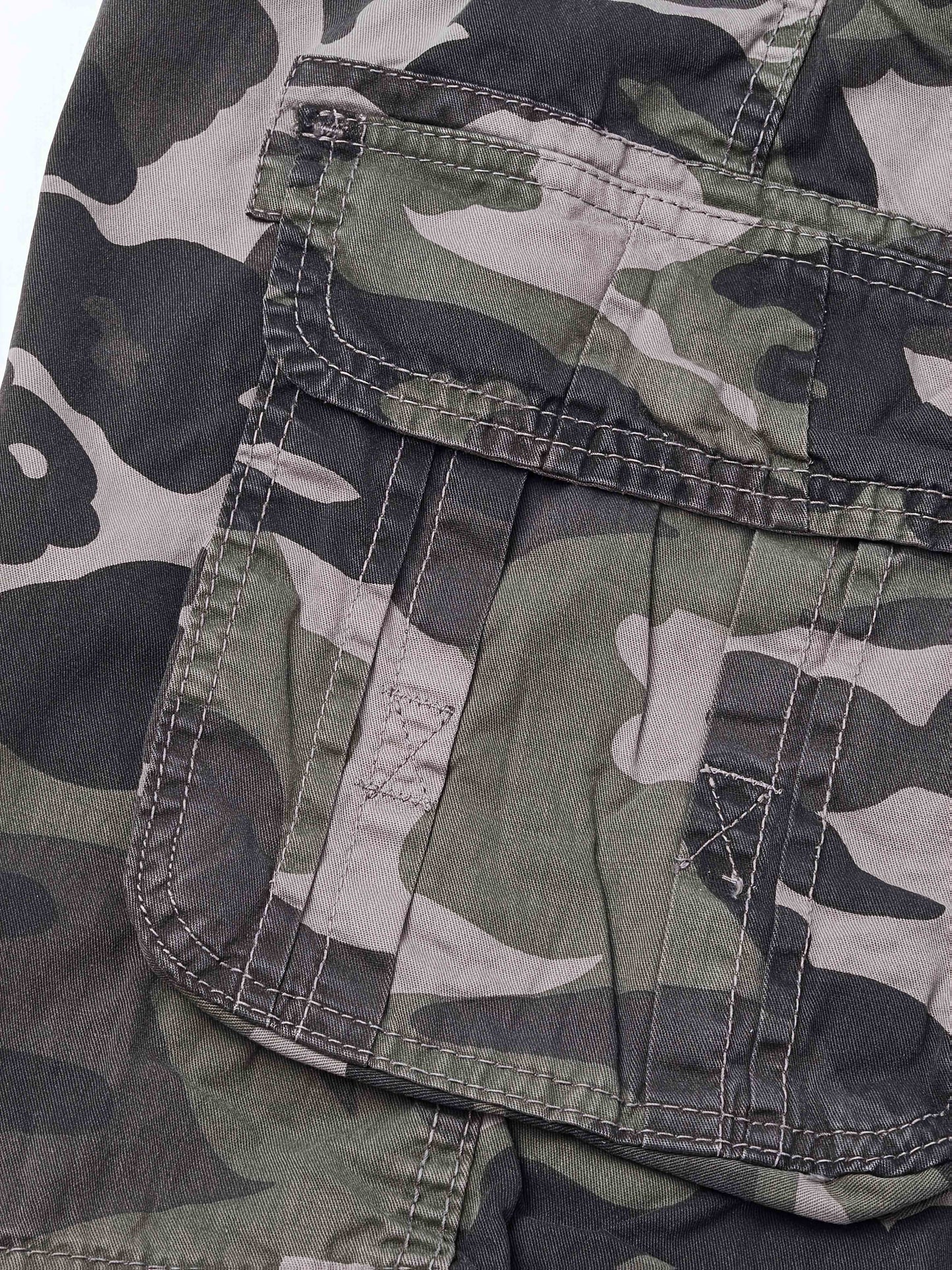 Men's Pure Cotton Washed Camouflage Outer Multi Pocket Workwear Shorts
