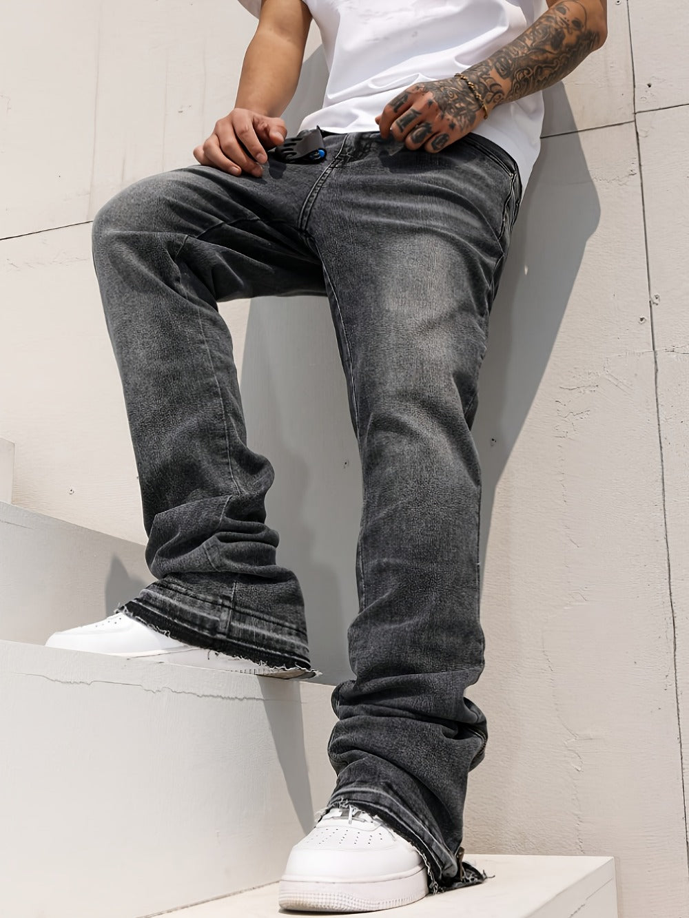 Men's Slim Fit Jeans - Black Denim Clean Finish