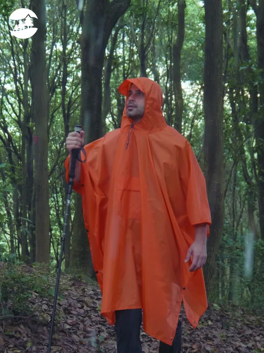 3-In-1 High Quality Hooded Rain Poncho with Side Pockets - Durable Polyester, Windproof for Outdoor Activities Like Camping, Hiking & Cycling