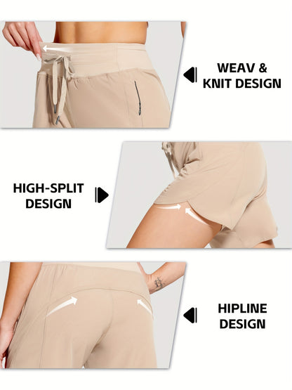 7" Shorts for Women High Waist Quick Dry Shorts with 3 Zipper Pockets Lounge Casual