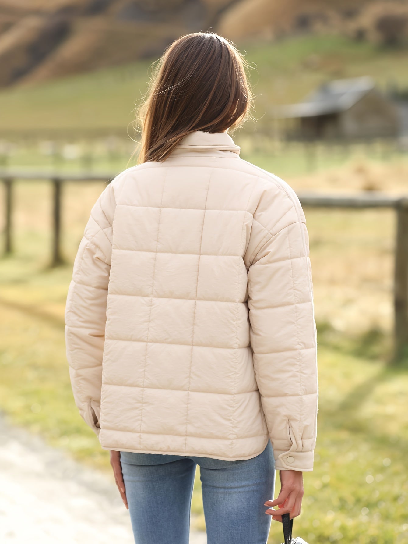 Buoniyk Women's Oversized Splice Quilted Lightweight Puffer Jacket Casual Padded Coat