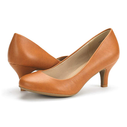 Women's Classic Dress Shoes Comfortable Low Heel Pump Shoes Solid Color Pumps