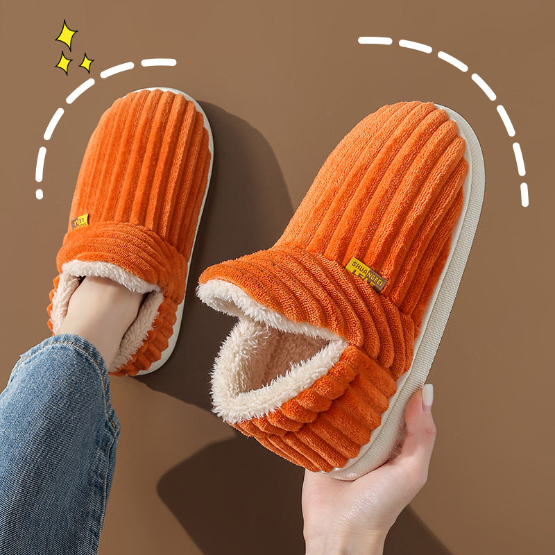 1 pcs Fashionable plush slippers, men's and women's winter indoor fluffy warm plush home slippers, outdoor plush soft fur slippers