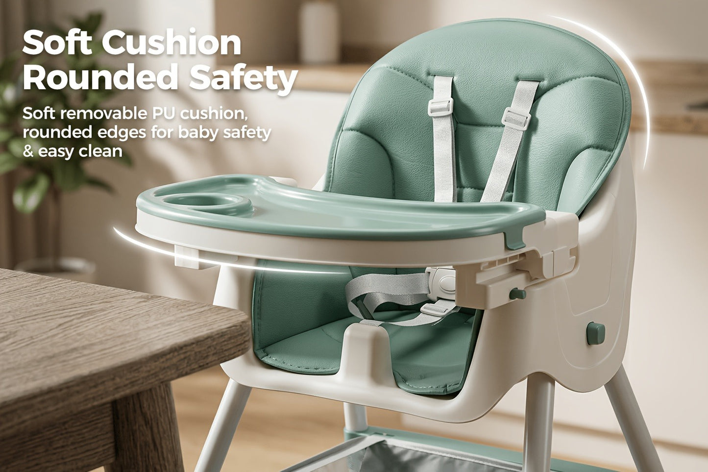 Baby High Chair - Foldable Adjustable 6-in-1 Height