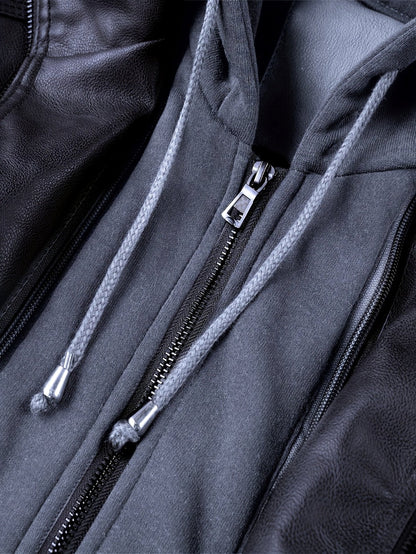 Men's Versatile Faux Leather Zip-Up Jacket
