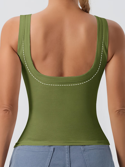 Plus Size - Directional Development Vest Big U Beauty Back 2-In-1 Comes with Coasters Pit Ribbed Base Vest to Wear Outside