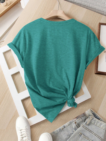 Ladies' Casual Summer T-Shirt - Women'S Knotted Hem Design with Graphic Print 'If I Shenan Once, I'll Shenanigan', Round Neck, Comfortable Fit for Everyday Wear and Sports, Fashion Street Style Tee
