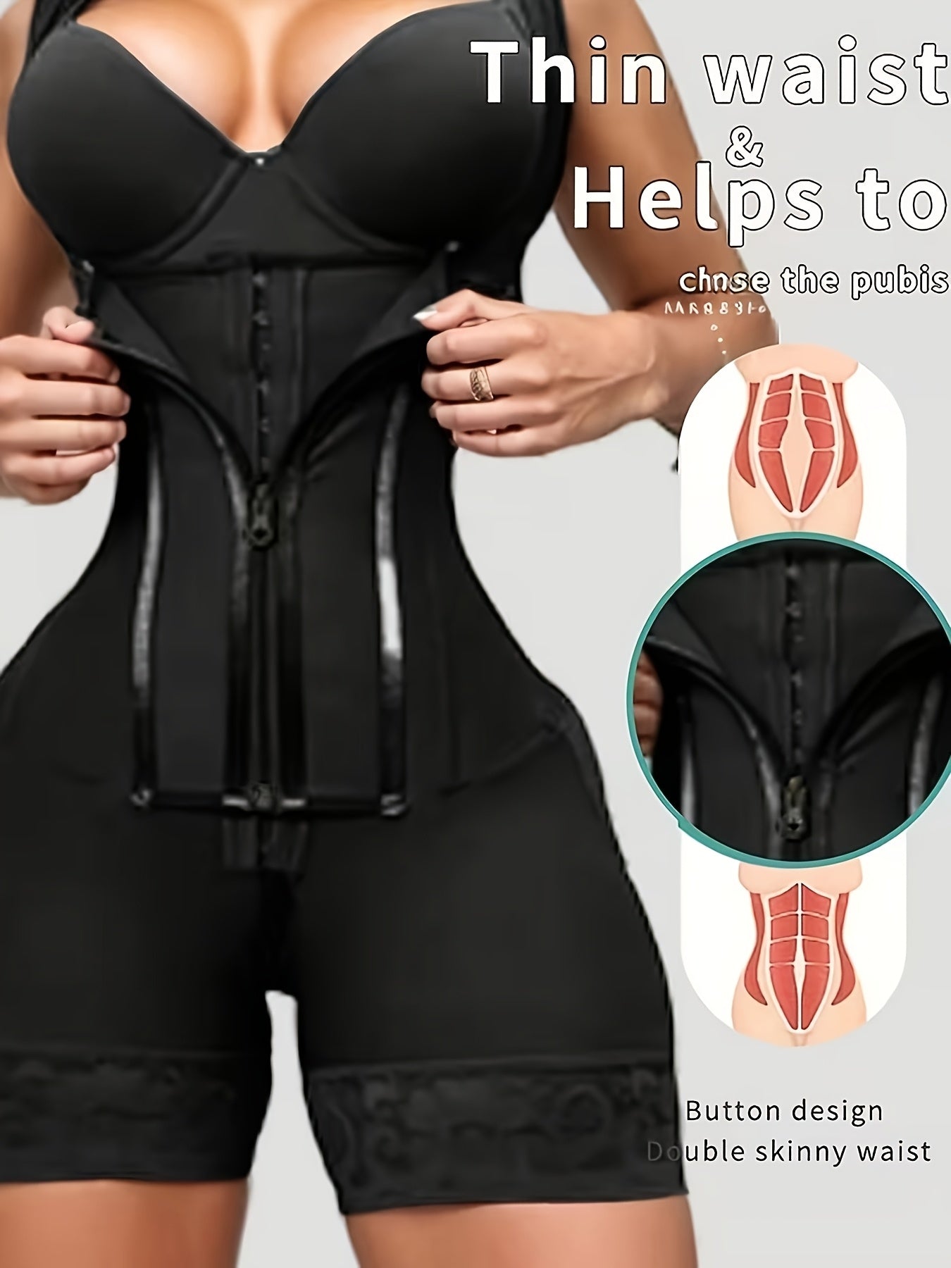Women's Postpartum Shapewear Suitable for Pregnancy Belly, Tummy Control Corset with Bust Support & High Compression, Zipper & Hook Closure Bodysuit for Prenatal and Postpartum Care