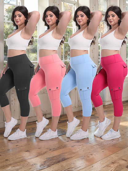 Women's Black/Pink/Blue/Rose Polyester High-Waist Leggings - product view 8