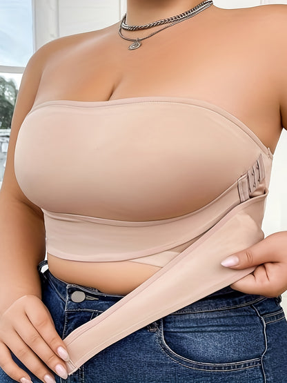 [Strapless Seamless Bra] Smooth Strapless Bra With Natural Light, Seamless And Invisible Side Clasps, Providing Uplift And Support