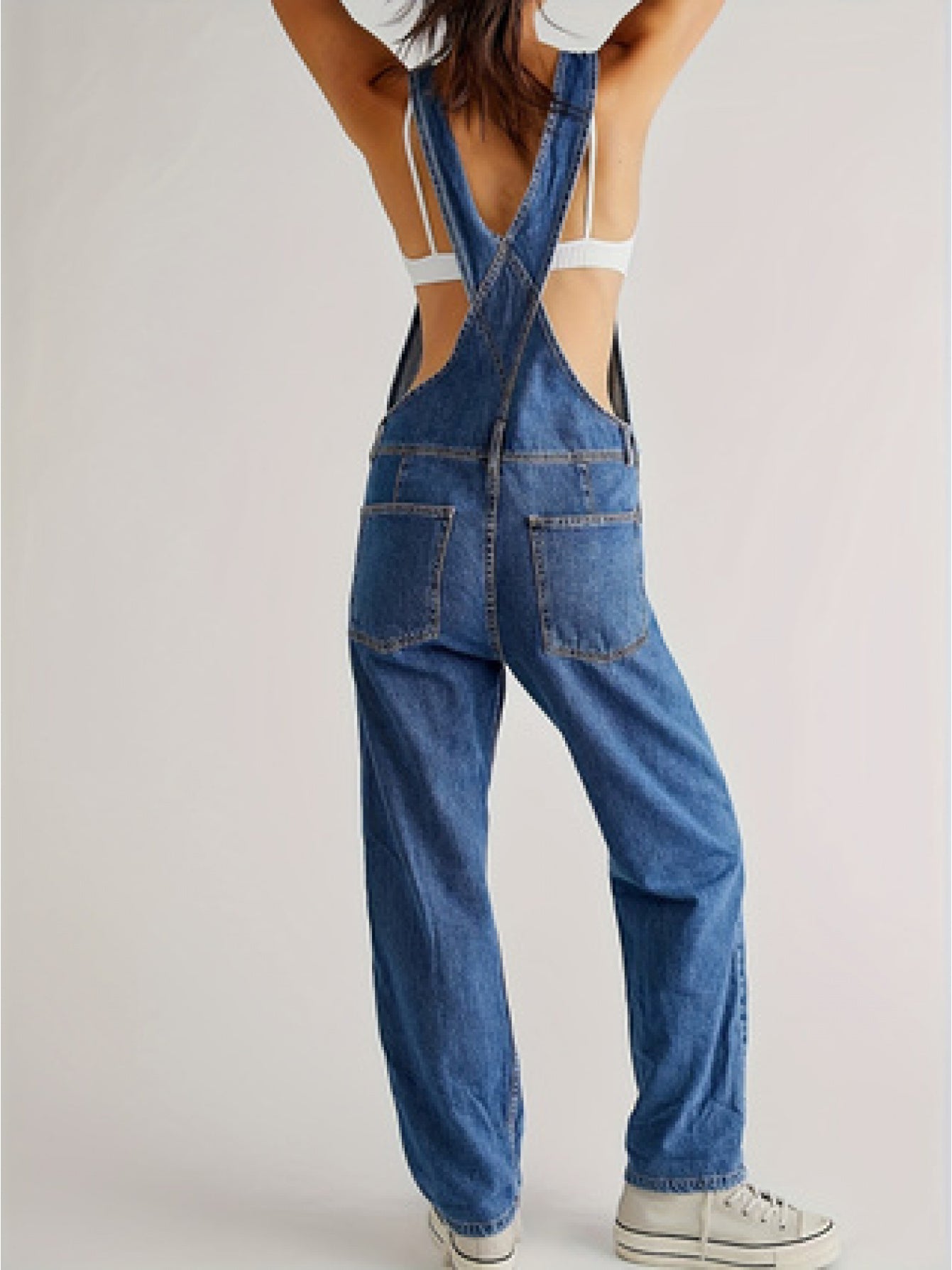 Solid Color Slant Pocket Coverall Jumpsuit, Casual Adjustable Strap Sleeveless Cross Back Coverall Jumpsuit, Suitable for Spring And Summer, Women'S Fashion