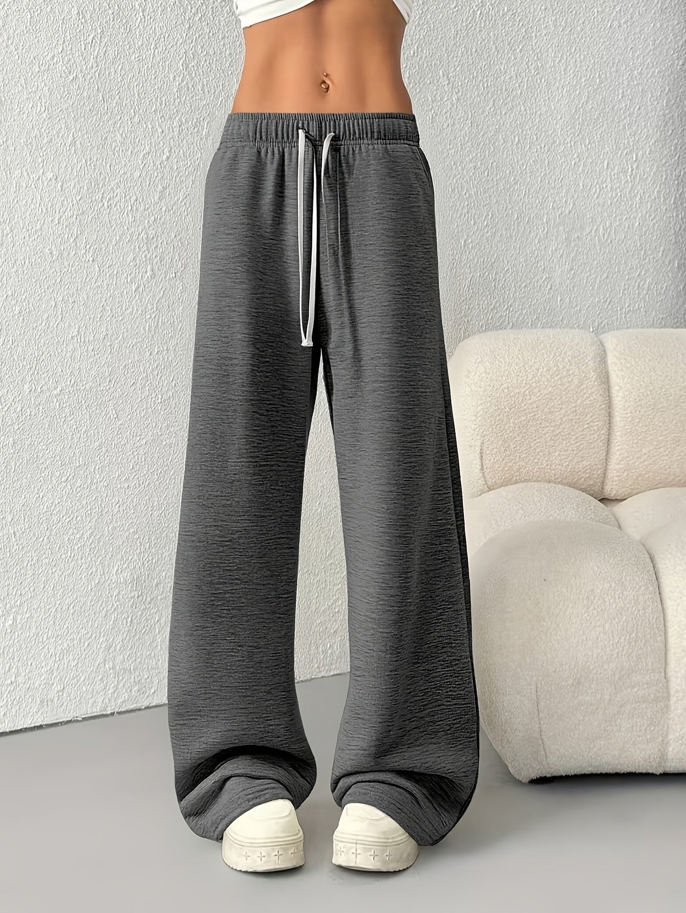 3pcs Summer Spring And Summer Trendy Versatile Pants [Soft Joggers] [Sizes Run Large, Recommend Choosing One Size Smaller] Women'S Soft Joggers - Loose Fit, Elastic Waist with Drawstring, Double Side Pockets - Machine Washable