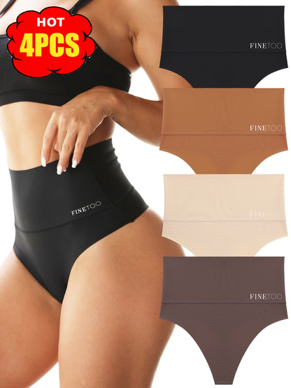 4pcs Seamless High Waisted Thong Set, Seamless Abdominal Underwear, Comfortable, Breathable, Elegant And Fashionable Underwear, Suitable For Daily Commuting, Women'S Underwear And Underwear