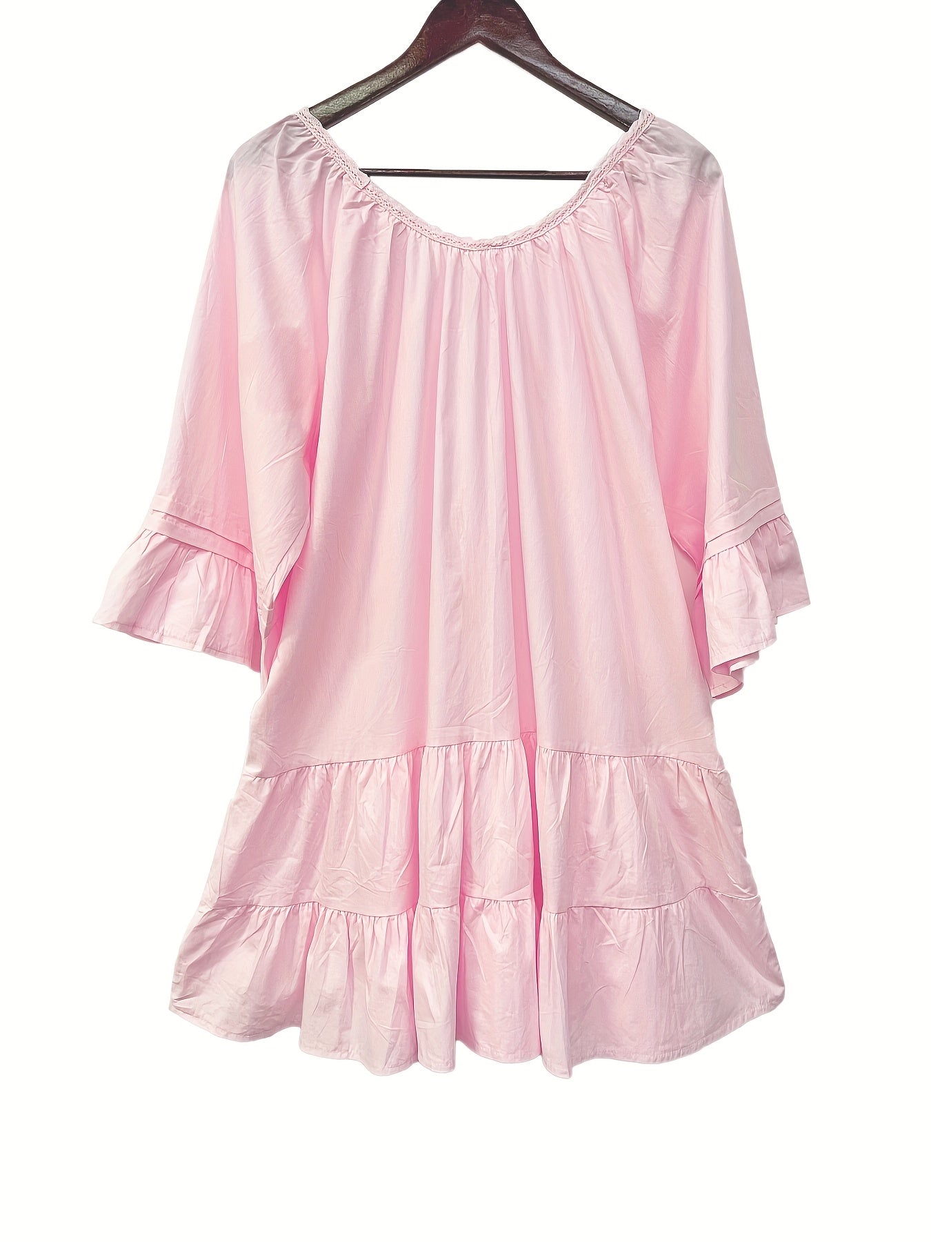 Plus Size, Women Half Sleeve Scoop Neck Solid Top