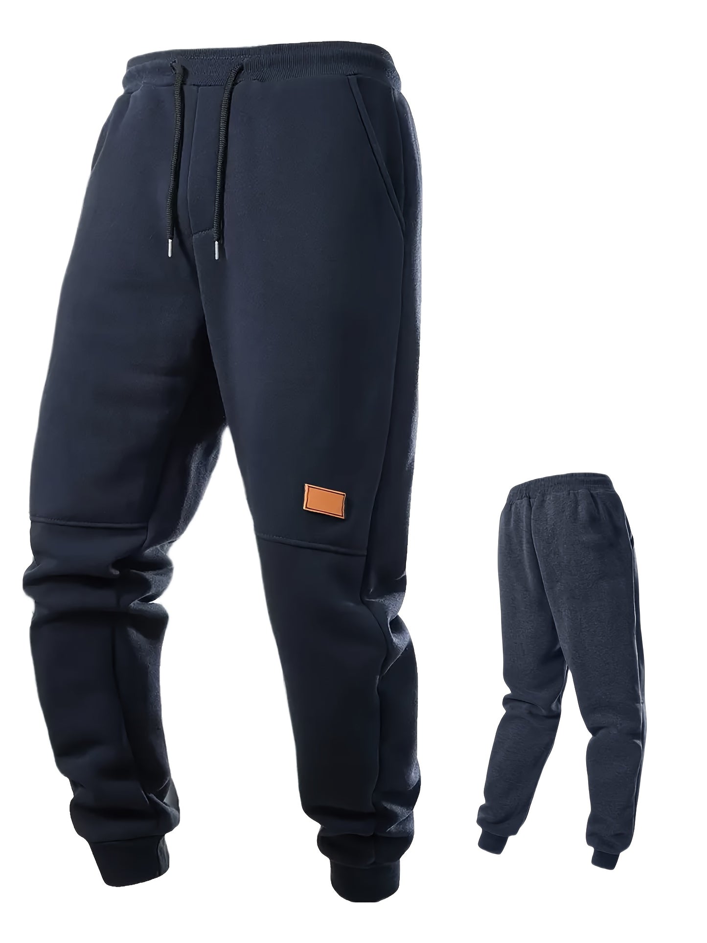 Set of 3 Boys' Warm Fleece Jogger Pants, Suitable for Casual Wear. Available in Black, Gray, Blue, And Dark Gray, These Teenage Activewear Joggers Feature a Drawstring Waistband And Ribbed Cuffs, Ideal for Outdoor Activities