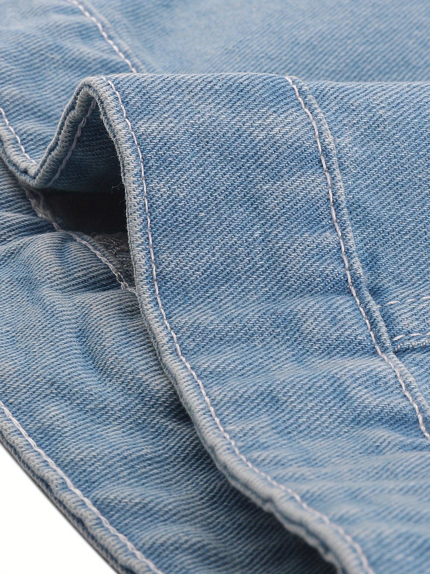Women's Buttoned Washed Denim Vest Jacket W Chest Flap Pockets