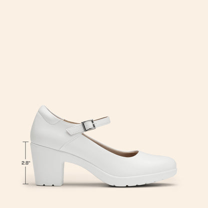 Women's Chunky Low Block Heels Mary Jane Closed Toe Work Pumps Comfortable Round Toe Dress Wedding Shoes