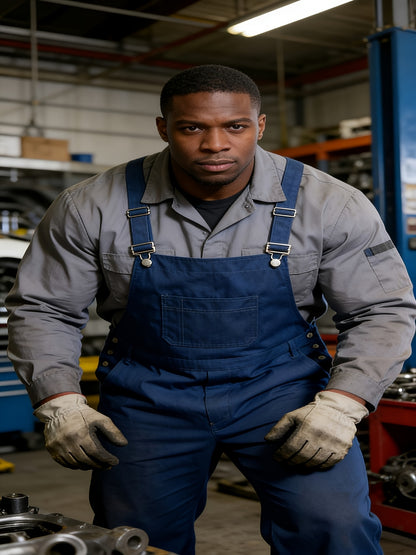 Plus-size Men's Loose-fitting Overalls, Suitable for Plus-size Men. Adjustable Straps, Durable Black Fabric, Suitable for Work And Outdoor Wear., PLUS SIZE