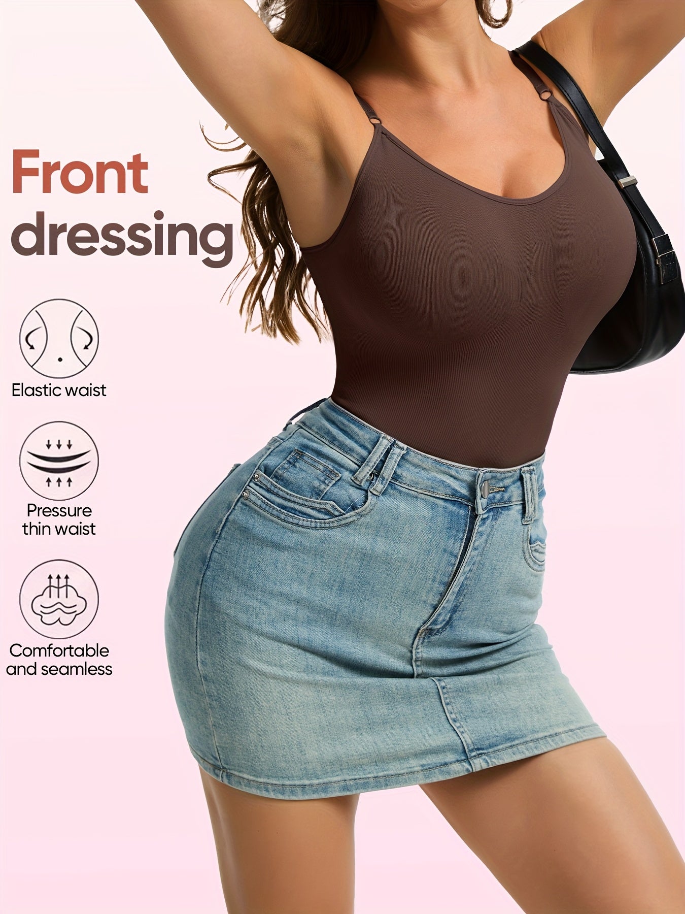 [3pcs Bodysuits Tummy Control] 3pcs Seamless Body Shaping Bodysuits for Tummy Control, Solid Color, Bodysuits, Fabric, Butt Lifting And Butt Slimmer Body Shaper