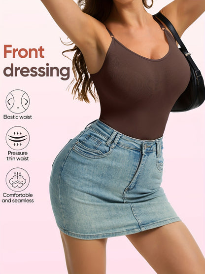 [3pcs Bodysuits Tummy Control] 3pcs Seamless Body Shaping Bodysuits for Tummy Control, Solid Color, Bodysuits, Fabric, Butt Lifting And Butt Slimmer Body Shaper