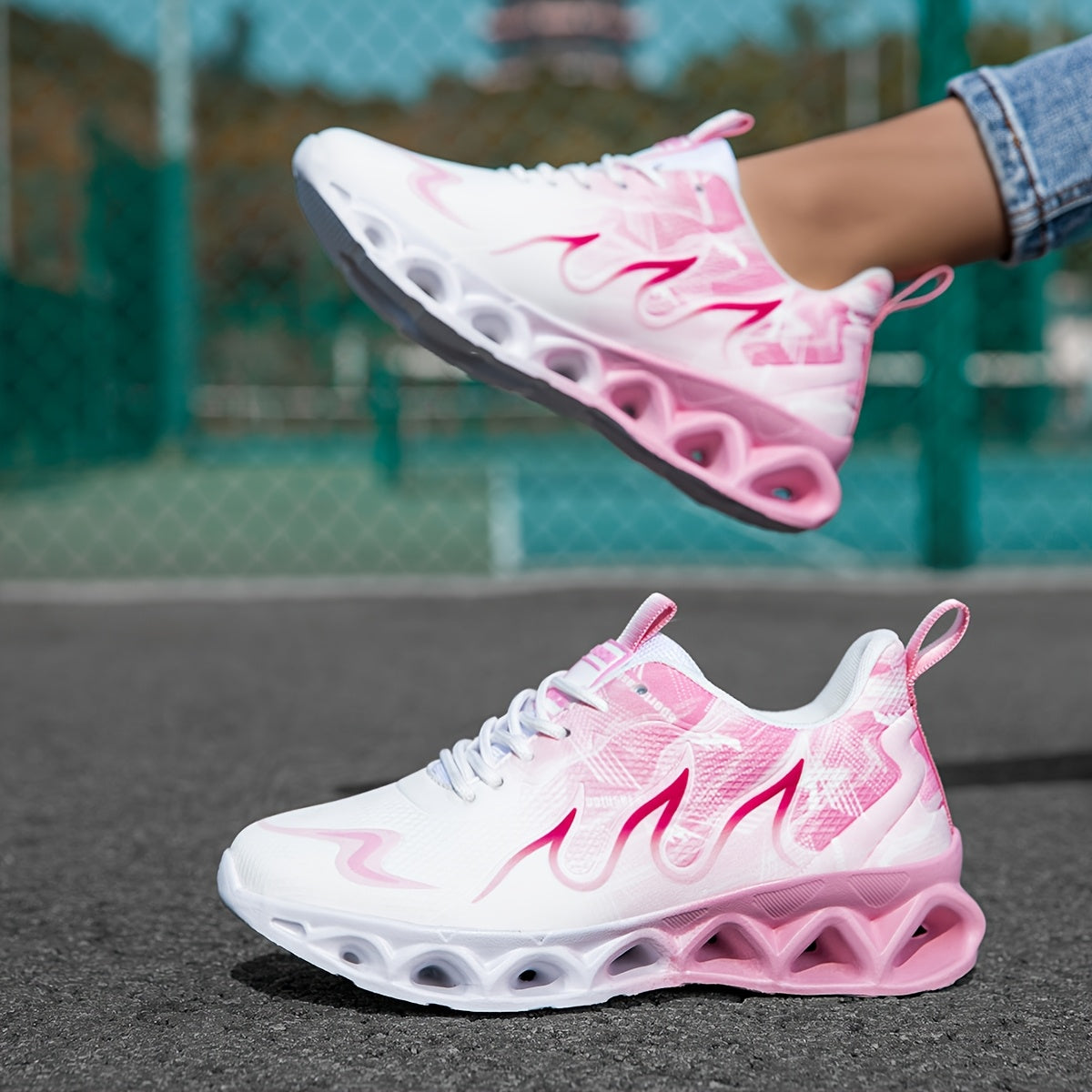 Breathable Lightweight Women'S Summer Sneakers - Comfortable Non-slip Lace-up Shoes - Random Printed Sole Casual Running Shoes