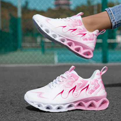 Breathable Lightweight Women'S Summer Sneakers - Comfortable Non-slip Lace-up Shoes - Random Printed Sole Casual Running Shoes