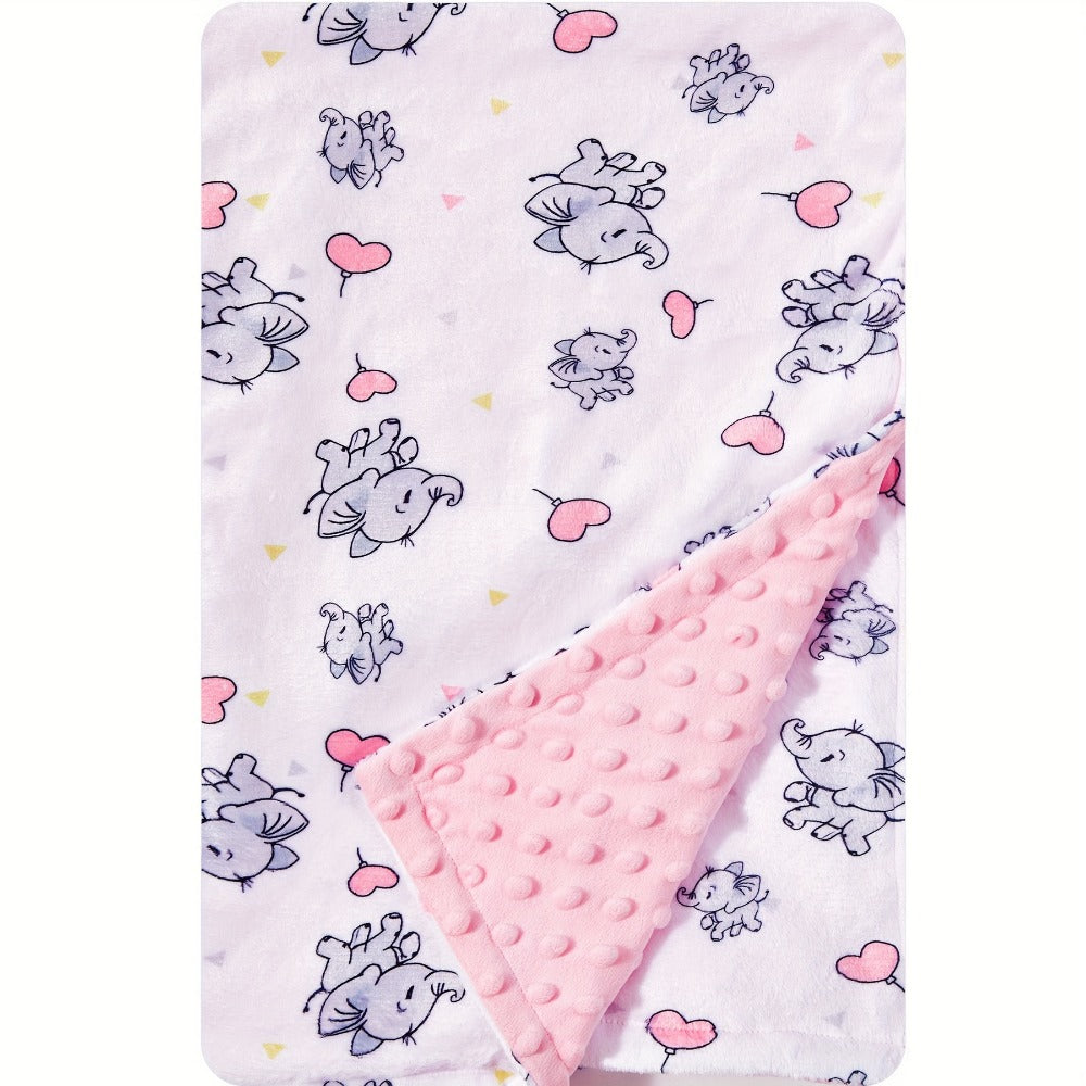 Double-Layer Minky Baby Blanket - 30 x 40 Inch Plush Animal Design