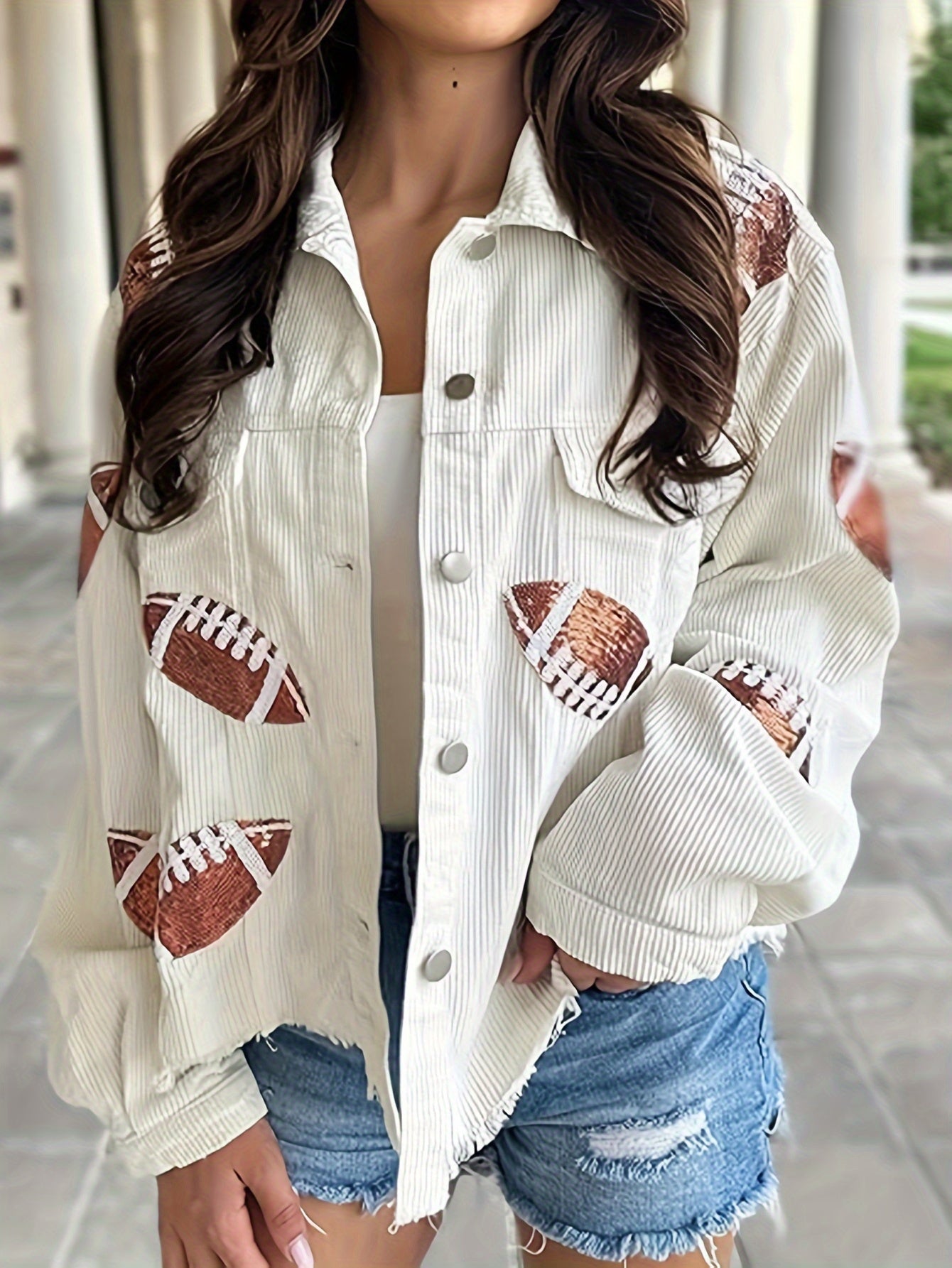Women's Blue Polyester Printed Oversized Jacket - product view 35