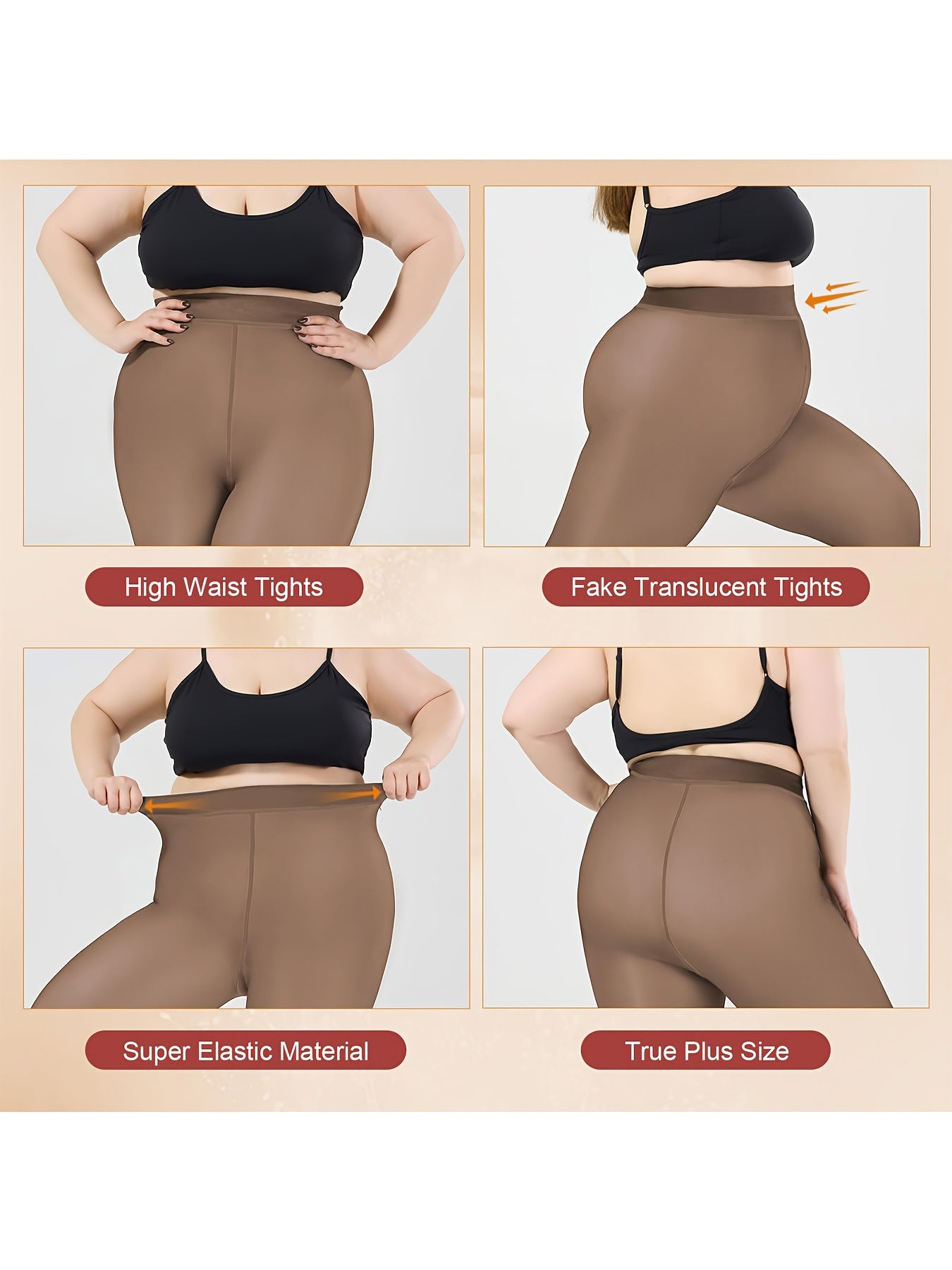 1pc Women's Winter Plus Size Warm Pantyhose - Autumn And Winter Fleece-lined Leggings, Soft Stretch, High-waisted Design, Translucent Slim-fit Tights - For Women - Suitable for Fall & Winter - Perfect Gift for Fashionable Ladies