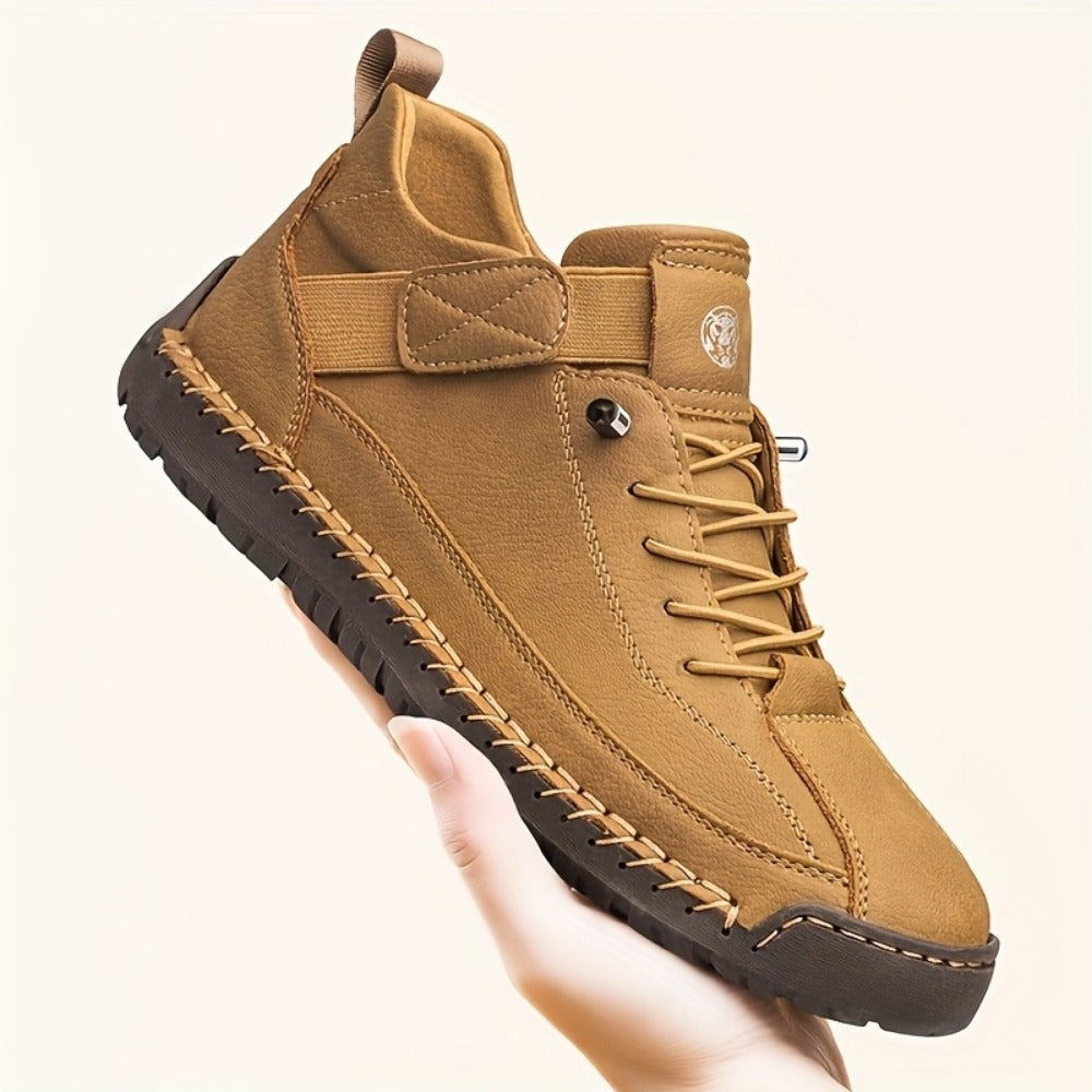 Men's High-Top Casual Ankle Boots - Elastic Closure and Rubber Sole