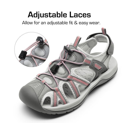 Women's Hiking Sandals Adventurous Summer Sports Shoes Outdoor Quick-Dry Comfortable Protective Toe Cap Supportive & Slip-Resistant Adjustable Fit Sandals Women Ladies