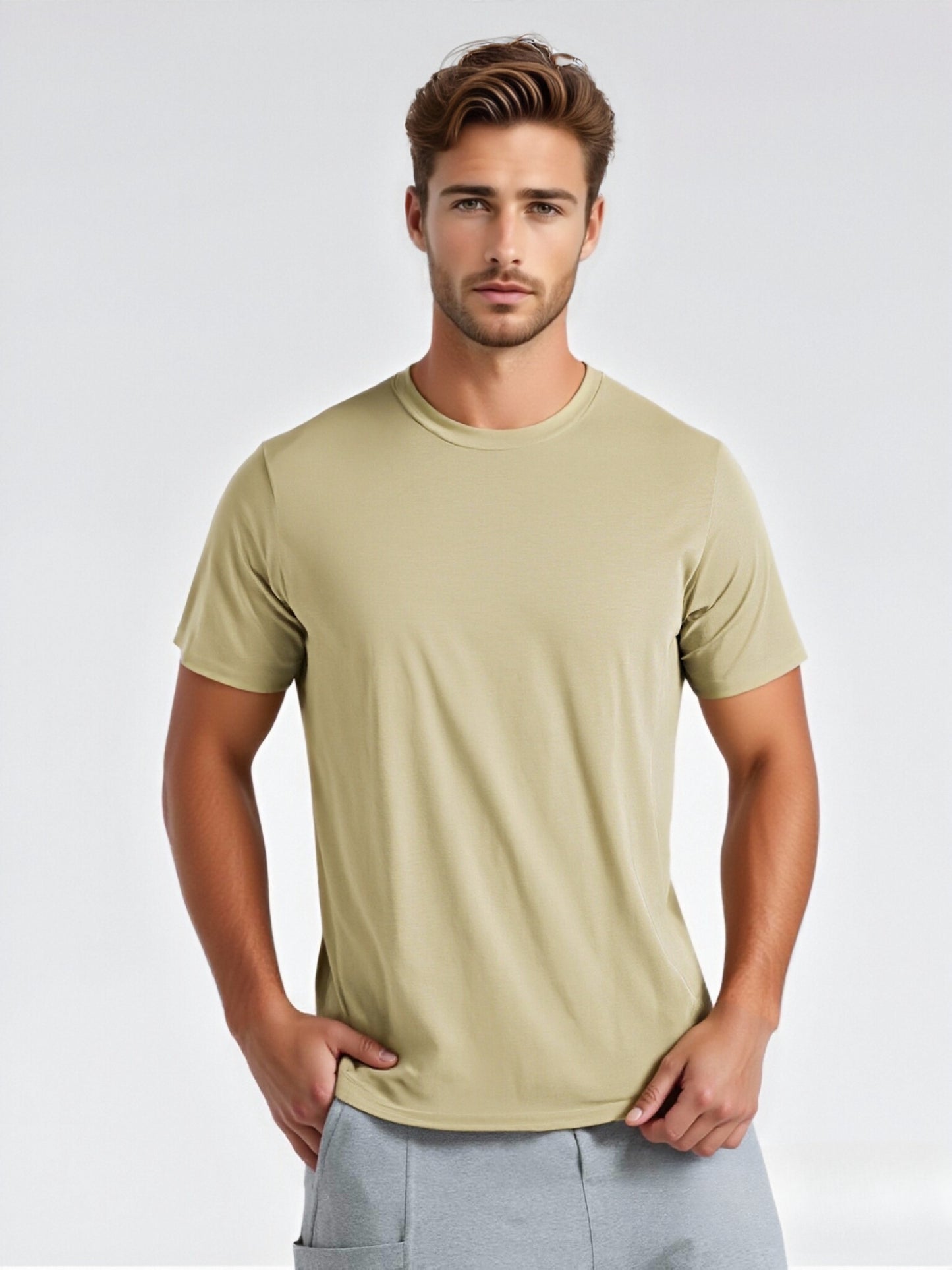 Set of 7 Men'S Lightweight, Fast-Drying, And Breathable T-Shirts, Featuring a Soft And Comfy Crew Neck Design. Ideal for Any Season, Gym Workouts, Running, And Fitness Activities; Perfect for Training, Casual Outings, And Daily Use