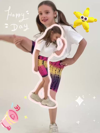 Random 5/8/10-Pack Girls Prints Summer Yoga Band Shorts Fashionable Children Stretchy Soft Knee Length Leggings Hot Days Kids Biker Shorts Back To School OOTD Bottom Shorts Under Dresses Grandma Love Child Breathable Sports Pants Home Clothing Short