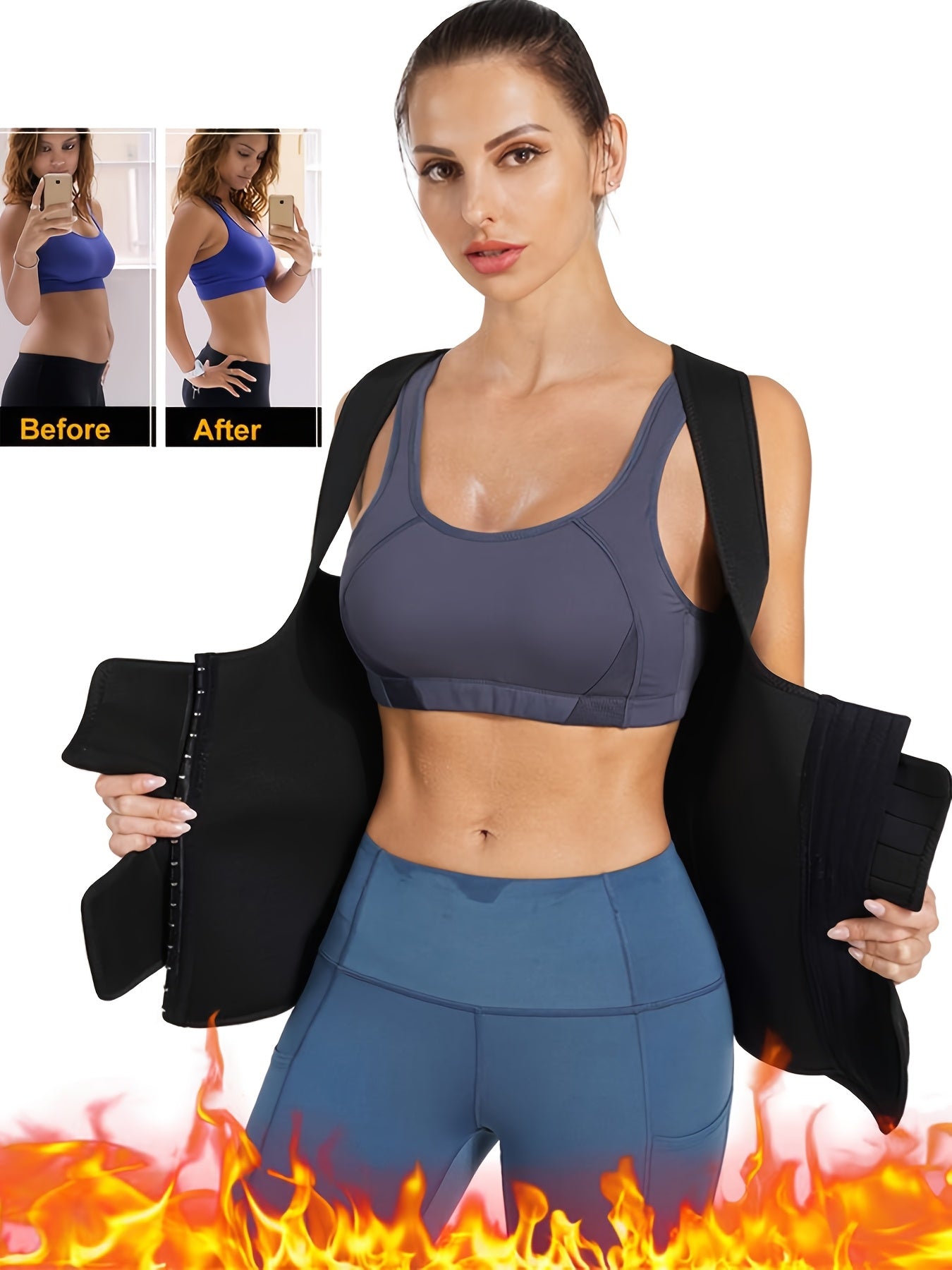 Women's Sauna Sweat Vest Fitness Waist Trainer Body Contouring Belt Tummy Trimmer Shapewear