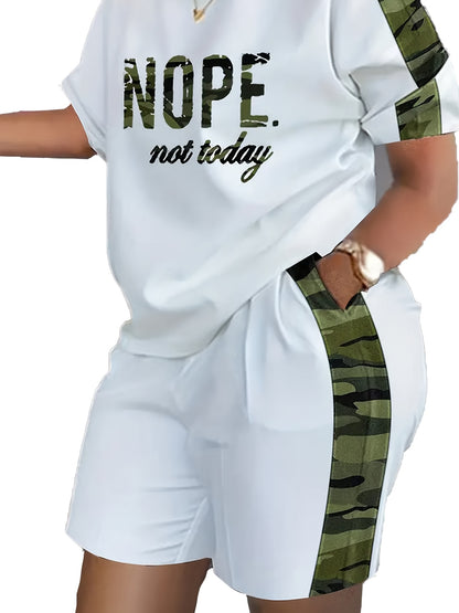 2026 Loose And Versatile Plus Size Clothing Two-piece Set, Soft And Comfortable, Women's Plus Letter Printing, Natural Modeling, Can Be Matched with A Variety Of Sets, Show Your Unique Casual Fashion, Game Day Outfit, Football Fan Gear for All Fans
