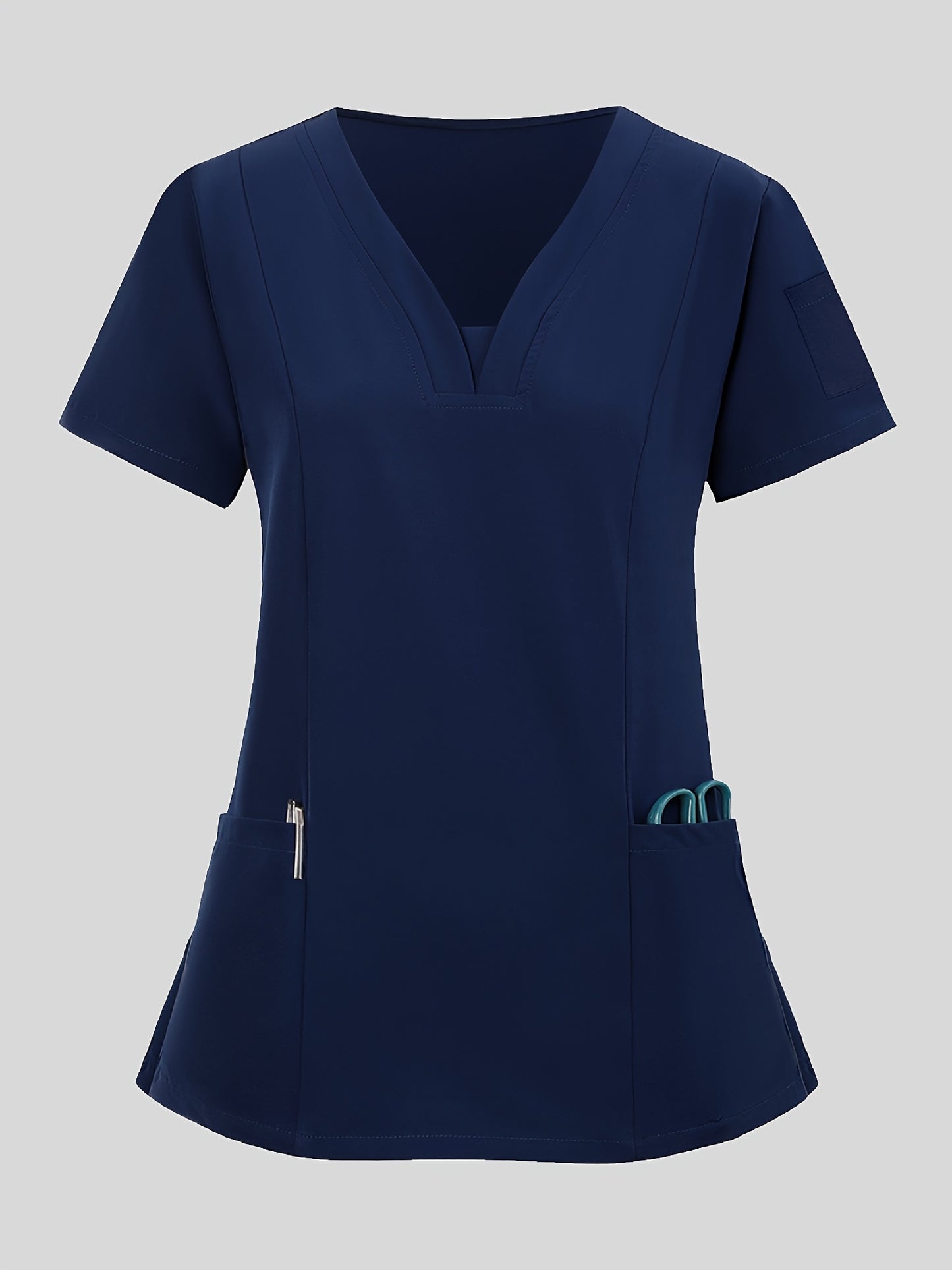 Women'S V-Neck Frosted Breathable Uniform Pocket Handwash Workwear Brush Handwear Top