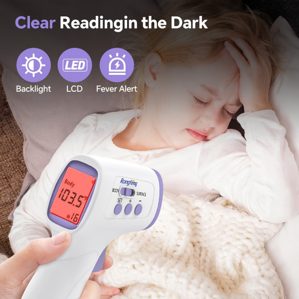 Infrared Forehead Thermometer - LCD Display, Memory and Silent Mode