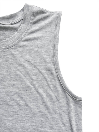 "OH HONEY I AM That Mom" Sleeveless Tank Top - Grey Casual Summer Shirt with White Cursive Lettering, Mom Slogan Print, Round Neck H-Line Fit T-Shirt for Moms, Funny Mother's Day Gift
