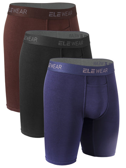 Men's Long Modal Underwear Top Opening Moisture Wicking Soft and Comfortable Extended Sports Underwear Boxer Brief