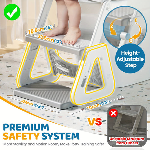 2-In-1 Potty Training Toilet Seat with Step Stool for Toddlers, Adjustable Height Anti-Slip Pad & Splash Guard, Potty Chair Kids Boys Girls, Cheap Supplies Must Haves, Cheap Items, Cool Stuff for Room, Home Decor, Room Decor And Accessories, Essential Ite